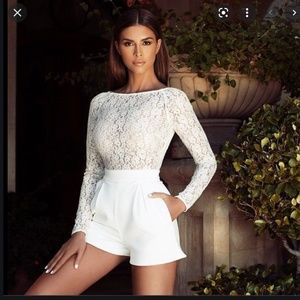 House Of CB, 'Pinta' White Lace Romper, Size M